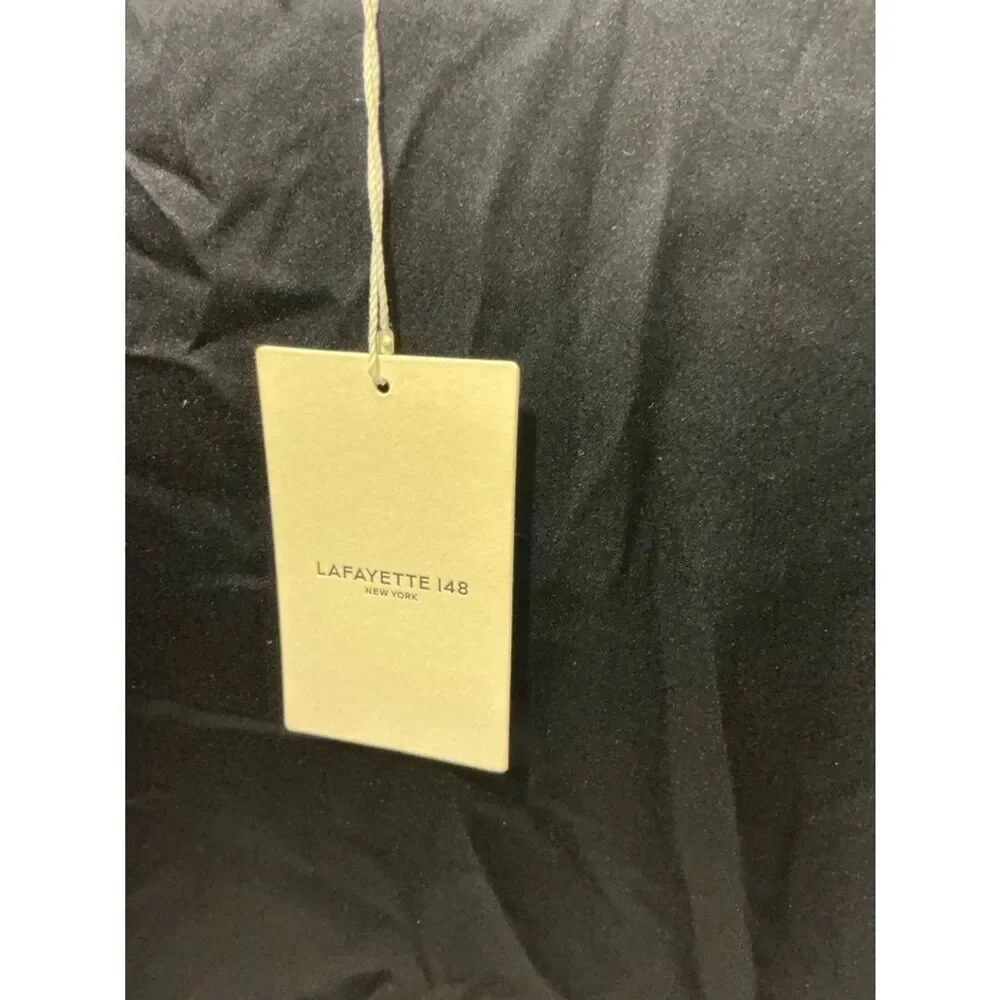 NWT Lafayette 148 New York Navy Long-Sleeve Satin Top $498